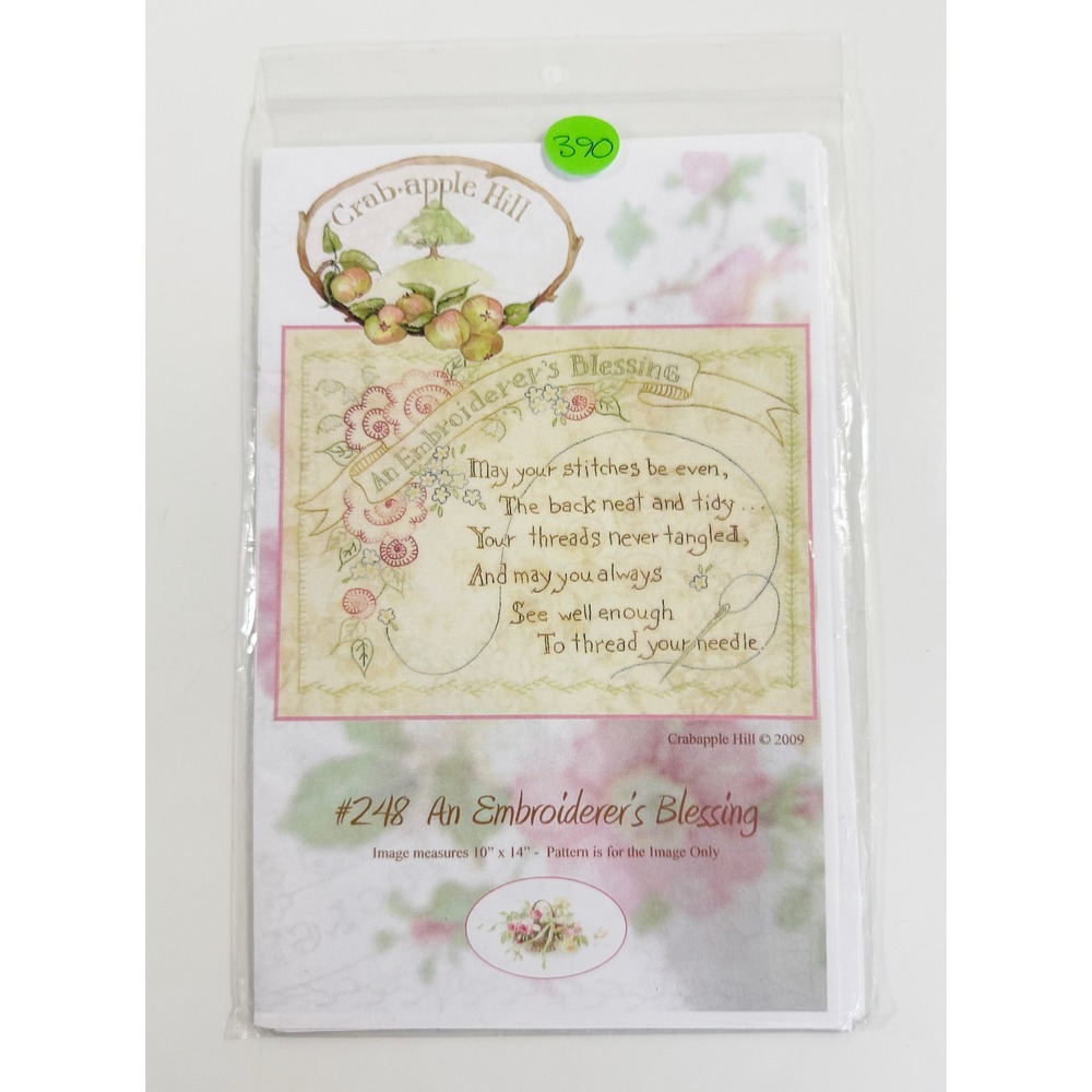 Crabapple Hill Embroidery Pattern Unisex OS Beige #248 An Embroiderer's Blessing